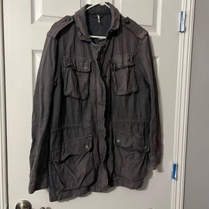 Free People Not Your Brothers Slate Blue Military Surplus Jacket